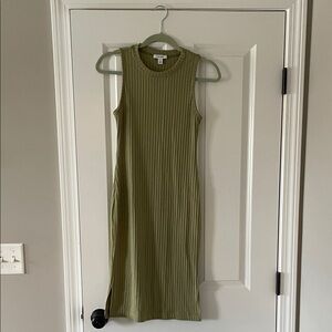 Nine West Olive Ribbed Midi Dress